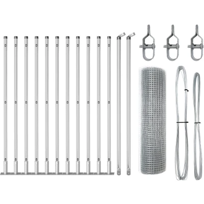 Afbeelding van vidaXL Gelaste Draad Fence met 13 Flanged Palen 0.4x25 m Gegalvaniseerd staal