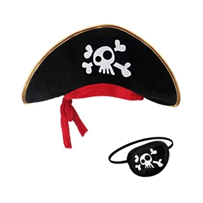 Afbeelding van papapanda Piratenhoed ooglapje voor kinderen en volwassenen kapiteinskostuum (voor kinderen)