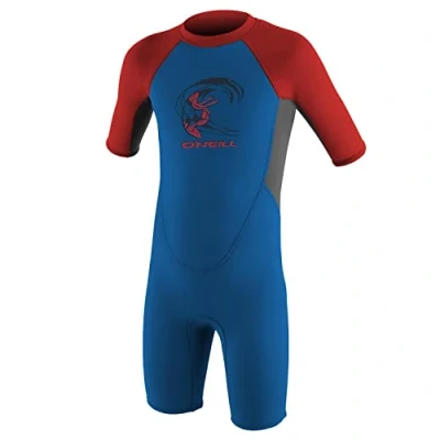 Afbeelding van O&#039;;Neill Toddler Kids Youth Junior Reactor 2MM Back Zip Shorty Wetsuit Ocean Graphite Rood Unisex