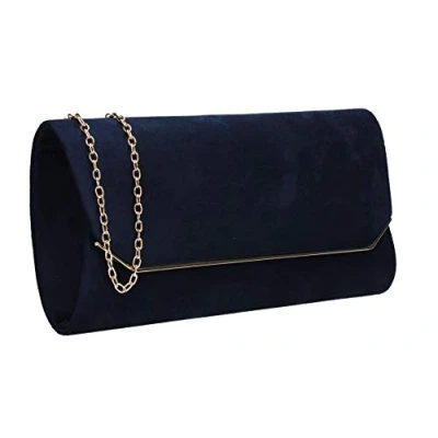Afbeelding van SwankySwans Anny Suedette Flapover Clutch, Sling Bag, One Size, marineblauw, Eén maat