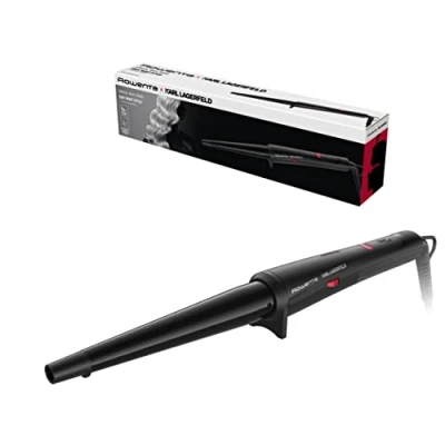 Afbeelding van Rowenta x Karl Lagerfeld CF324L Professionele krultang voor krullen en golven, conische vorm, keratine glow coating, temperatuurregeling tot 200 graden, beschermende handschoen