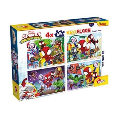 Afbeelding van LISCIANI Marvel Puzzle MAXIFLOOR Spidey Amazing Friends Dubbelzijdige Puzzel 4x48 Stukjes Achterzijde om In te Kleuren Denk en Geduldspel Educatief Spel Voor Kinderen vanaf 4 Jaar