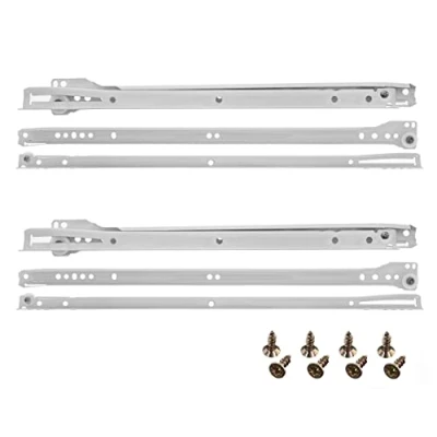 Afbeelding van HELPMATE Rolgeleiding, 350 mm, 2 paar, set van 4, rails, ladegeleiders, railsysteem, lade, gedeeltelijk uittrekbaar, wit, incl. bevestigingsmateriaal