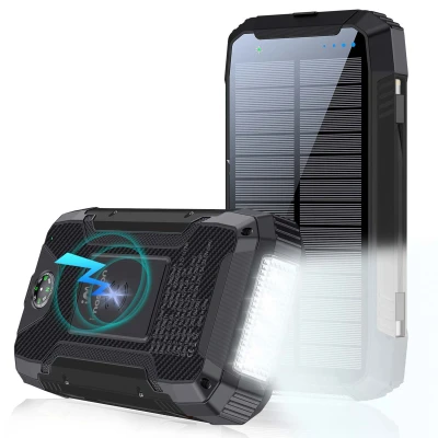 Afbeelding van Solar Powerbank 30.000 mAh van iMoshion Zwart Kunststof