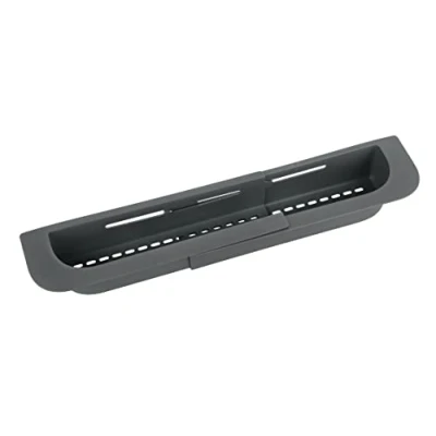 Afbeelding van WENKO Fino Spoelorganizer, extra legplank van kunststof voor het bewaren en organiseren afwasmiddelen, uittrekbaar tot 49,5 cm, ook geschikt afdruipen bestek, grijs