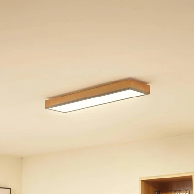 Afbeelding van Lindby LED plafondlamp met dimmer CCT 1licht IJzer, aluminium, MDF, acryl H: 7.8 cm grafietgrijs, licht hout, wit Inclusief lichtbron