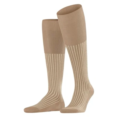Afbeelding van FALKE Heren Kniekousen Oxford Stripe M KH Katoen Lang gedessineerd 1 Paar, Bruin (Camel 5038), 45 46