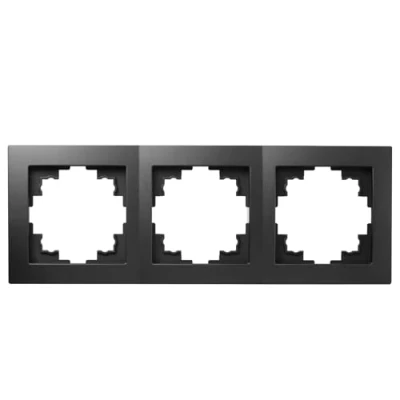Afbeelding van kader FLAIR voor schakeldozen, 3 voudig stopcontactframe, schakelframe, dubbel frame, mat zwart