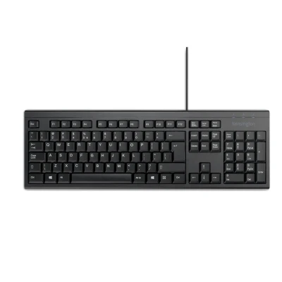 Afbeelding van Kensington KB100 EQ bekabeld AZERTY toetsenbord, compatibel met Windows &amp; MacOS, dun design, waterdicht beschermend membraan, 60% gerecyclede materialen na consumptie* (K63727FR)