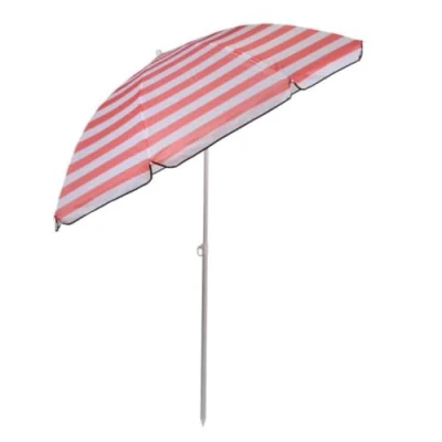 Afbeelding van Camp Active Parasol Strandparasol met Prikker ? 170 cm Roze/ Wit Gestreept