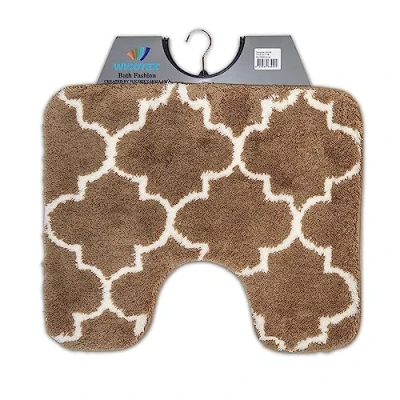 Afbeelding van Wicotex Toiletmat Marseille Taupe Antislip onderkant WC mat met uitsparing Afmeting 50x60cm