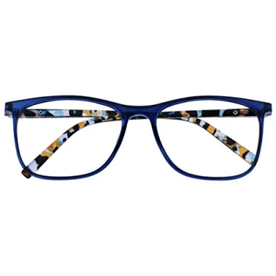 Afbeelding van Opulize Arc Groot Leesbril Blauw Patroon Armen Mannen Vrouwen Scharnieren Met Veer R66 3 +2,50