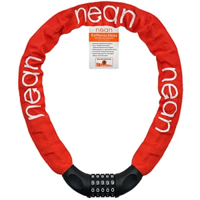 Afbeelding van Fietsslot met cijfers en een hoog beveiligingsniveau, fietskettingslot, cijfer cijfercombinatieslot, gehard stalen kettingschakels, 6 mm x 900 (rood)