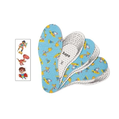 Afbeelding van Kaps Sweet Steps, Inlegzolen voor Kinderen met Kleurrijke Tijdelijke Tatoeages, 3 Paar, Vervangingsset Binnenzolen, Zachte en Gedempte Ondersteuning Wandelen, Hardlopen Spelen (Blauw)