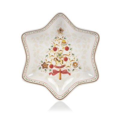 Afbeelding van Villeroy &amp; Boch Schaal, hard porselein, meerkleurig, 26,5 x 7,5 cm, kerstboom, ster (middel)