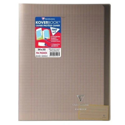 Afbeelding van CLAIREFONTAINE notitieboek met KOVERBOOK steken 24 x 32 96 pagina&#039;s Seyes doorzichtige Polypro cover bruin