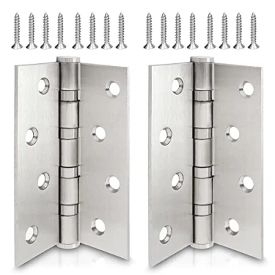 Afbeelding van ECENCE roestvrij stalen deurscharnier 2x Zilver deurscharnier, fitting, 4 voudig staalkogel gelagerd, scharnier 304 (V2A), dikte van het materiaal 2,5 mm + schroeven
