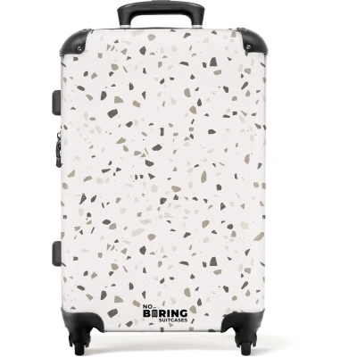 Afbeelding van NoBoringSuitcases.com Grote koffer Terrazzo patroon veelkleurig grijs Kinderkoffer geschikt voor jongen en meisjes Reiskoffer met 4 wielen Trolley op wieltjes Rolkoffer groot kinderen 72 liter Ruimbagage valies 20kg