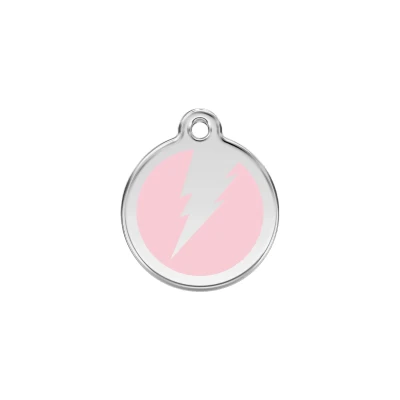 Afbeelding van Flash Pink roestvrijstalen hondenpenning small/klein dia. 2 cm RedDingo