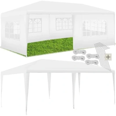 Afbeelding van tectake® Paviljoen Novara Partytent 3x6 m Waterdicht Zeildoek met 5 Verwijderbare Zijpanelen Weerbestendig Tuinpaviljoen Inclusief Spanlijnen en Haringen Wit