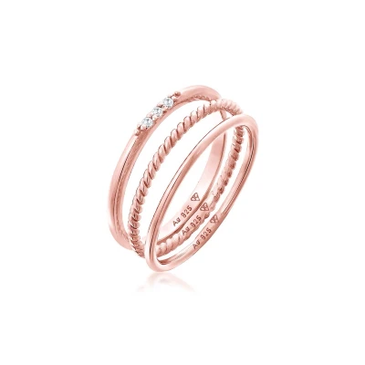 Afbeelding van Elli 3 PACK Ring Rose goldcoloured, Dames, Maat: 58, gold coloured