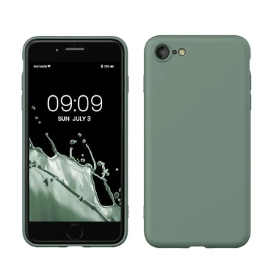 Afbeelding van kwmobile telefoonhoesje geschikt voor Apple iPhone SE (2022) / (2020) 8 7 Hoesje met siliconen coating Smartphone case in Regenwashed groen