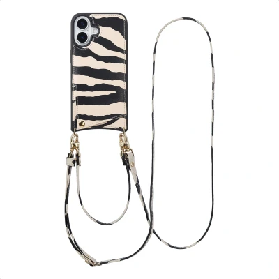 Afbeelding van Apple iPhone 17 Hoesje Kunstleder Selencia Hardcase/Koordhoesje/Backcover Zazzy Zebra Telefoonhoesje