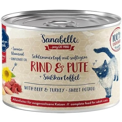 Afbeelding van Sanabelle Vlees in Saus 6 x 180 g Kattenvoer Rund &amp; Kalkoen
