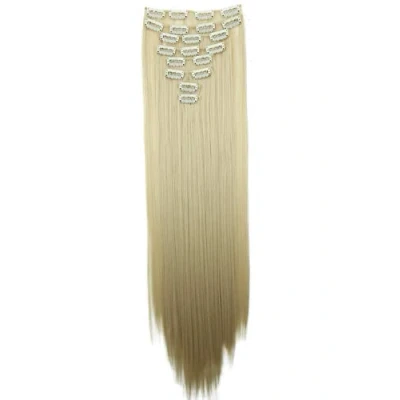 Afbeelding van CAISHA XXL 60cm 8 Delige Set Clip In Extensions Haarextensies Haarstukje Glad Platinablond CES5