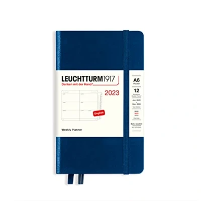 Afbeelding van LEUCHTTURM1917 365957 weekkalender Pocket (A6) 2023, 12 maanden, marineblauw, Engels