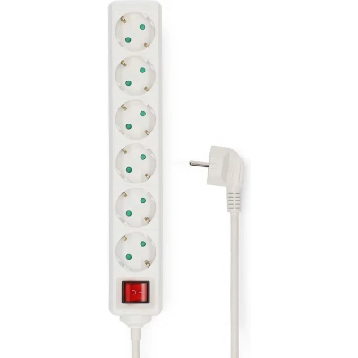 Afbeelding van Stekkerdoos Randaarde stekker / Type F (CEE 7/7) 6 wegs 3.00 m 3680 W 16 A Soort aarding: Zijcontacten 230 V AC 50/60 Hz