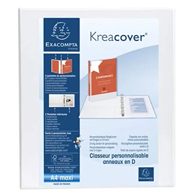 Afbeelding van Ringmap PP Kreacover A4+ 4D R 20mm wit