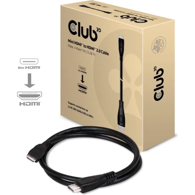 Afbeelding van club3D CAC 1350 HDMI kabel Aansluitkabel mini C stekker, A stekker 1.00 m Zwart 4K UHD