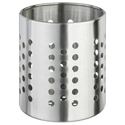 Afbeelding van Ronde keukengerei houder zilver 13,5 cm van RVS Keukenhulphouders