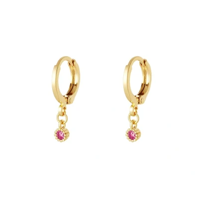 Afbeelding van Oorbellen met zirkonen hanger Yehwang One size Goud/Roze