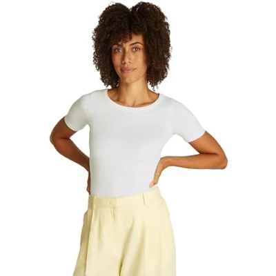 Afbeelding van Tommy Hilfiger SLIM Tshirt basic, Dames, Maat: 3XL, Ecru