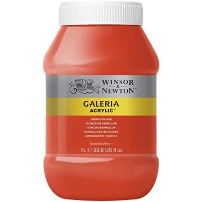 Afbeelding van Winsor &amp; Newton 2154682 Galeria acrylverf, hoge pigmentatie, lichtecht en verouderingsbestendig, romige vloeiende consistentie 1 Liter Pot, Vermilion Hue