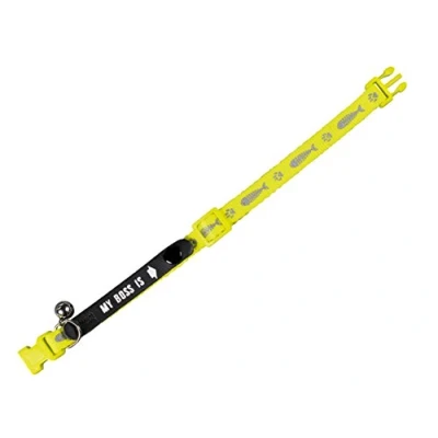 Afbeelding van Nobby 78070 03 adres kattenhalsband &quot;My Boss is&quot; neongeel, 1 stuk (1 stuk)