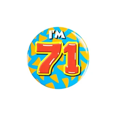 Afbeelding van Paper Dreams Button I&#039;m 71 Staal 5,5 Cm Geel/rood/blauw