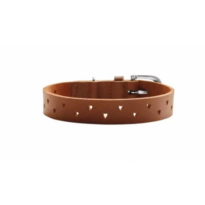 Afbeelding van HUNTER Hondenhalsband Aalborg Soul, kleur cognac, met hart gestanst, sterk ingevet, robuust, maat 50