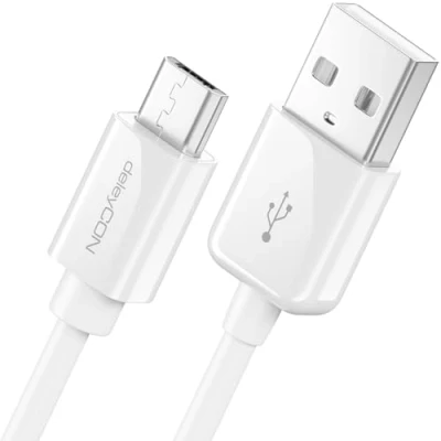 Afbeelding van deleyCON 0,5m Micro USB Oplaadkabel Datakabel Compatibel met Android Telefoons Smartphones Tablets MP3 Spelers Camera&#039;s enz. Wit