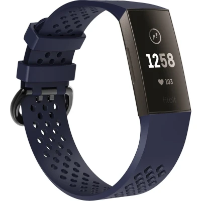 Afbeelding van Fitbit charge 3 &amp; 4 sport bandje (large) Donkerblauw bandjes