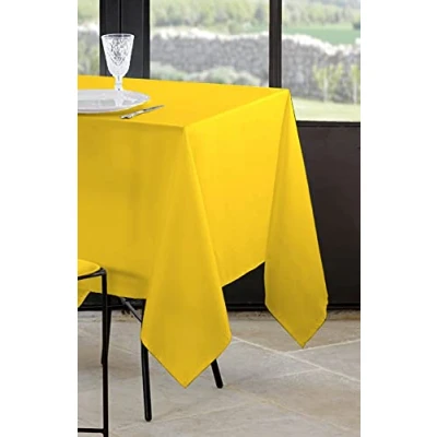 Afbeelding van stof Textiles Tafelkleed 145 x 240 cm okergeel Eettafel tafellakens polyester tafel dekken nette afwerking