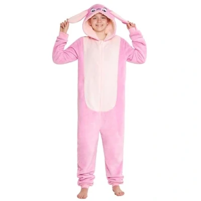 Afbeelding van Disney Stitch Onesie voor Kinderen Fleece Pyjama Lounge Wear Eeyore Minnie Mouse Geschenken (Roze Angel, 14 15 Jaar)