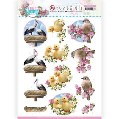 Afbeelding van Birds Enjoy Spring 3D Push Out Sheet