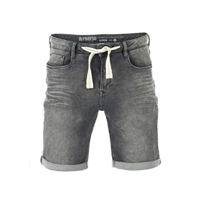 Afbeelding van riverso heren jeans shorts RIVPaul korte broek zomer bermuda stretch short sweatbroek katoen grijs blauw donkerblauw w30 w42