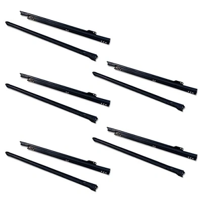 Afbeelding van Emuca Set ladegeleiders met rolgeleiding, zelf sluitingsmechanisme, 500 mm, voor gedeeltelijke opening, Zwart, 5 st.
