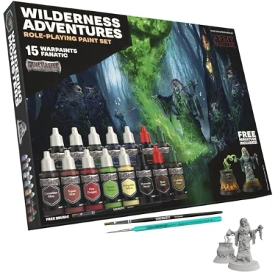 Afbeelding van The Army Painter, GameMaster: Wilderness Adventures Role playing Paint Set Combo, 15x18 ml Warpaints Fanatic Acrylverf, 2 Kwasten, 1 GRATIS Hard plastic snap fit Heks Miniatuur
