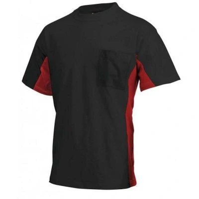 Afbeelding van Tricorp 102002 T Shirt Bicolor Borstzak Zwart/Rood 7XL
