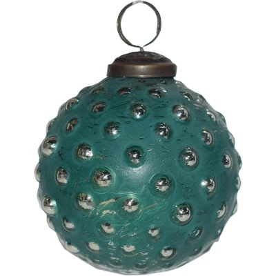 Afbeelding van Clayre &amp; Eef Kerstbal Ø 7 cm Groen Zilverkleurig Glas Metaal Kerstdecoratie